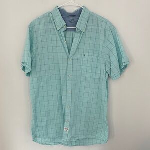 Izod Men's Aqua Plaid Button Down Shirt